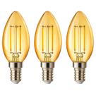 3 Lâmpada Filamento LED Modelo Vela Retrô E14 2W 110V Âmbar 3 Lâmpada Filamento LED Modelo Vela Retrô E14 2W 110V Âmbar