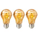 3 Lâmpada Filamento Led Retrô Pera A60 Luz Quente 4W 110V