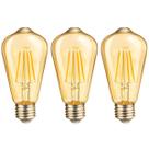 3 Lâmpada Filamento LED Retrô ST64 4W Âmbar Dimerizável 220V