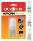 3 Lâmpada Halógena Bipino G9 60w 127v Ourolux Luz Amarelada 2800K 3 Lâmpada Halógena Bipino G9 60w 127v Ourolux Luz Amarelada 2800K