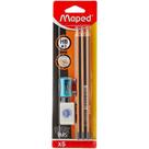 3 Lápis Grafite 1 Apontador e 1 Borracha Blister - Maped