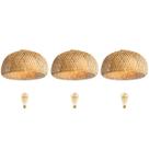 3 Luminaria Bambu Plafon Artesanal Fibra Natural Nat66 + Led 3 Luminaria Bambu Plafon Artesanal Fibra Natural Nat66 + Led