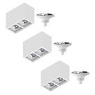 3 Luminária Sobrepor P/ 2 Lâmpada Boxit + 6 Lâmpada AR111 12W 4000K