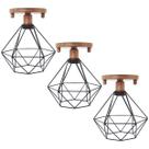 3 Lustres Teto Plafon Industrial Aramado Diamante Retrô Luminária Sobrepor Vintage Agp Ilumini