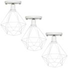 3 Lustres Teto Plafon Industrial Aramado Diamante Retrô Luminária Sobrepor Vintage Agp Ilumini