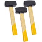 3 Marretas Quadrada Aço Forjado 1 kg Cabo Madeira Uso Profissional Alvenaria Marcenaria Multiuso