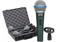 3 Microfones Mxt Dinâmico De Metal Pro Btm-58a Cor Verde