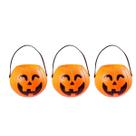 3 Mini Balde Abobora Halloween Festa 7cm