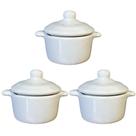 3 Mini Caçarola Cerâmica Esmaltada 100ml Moderna Panelinha Para Festas Buffet Servir