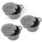 3 Mini Molheiras Com Tampas Cinza 100% Melamina Gourmet Mix