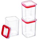3 Mini Pote Empilhável 160ml Hermético Porta Tempero Sementes Granulados Itens de Costura Vermelho
