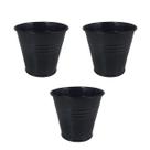 3 Mini vaso cachepot metal decoração baldinho preto 7,5cm