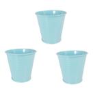 3 Mini vaso cachepot metal decoração vasinho festas azul tur