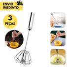 3 Mixer Semi Automático Inox Batedor de Ovos, Claras, Sucos Vitaminas e Drinks, para sua Casa Bares