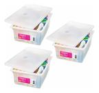 3 Organizador Plastico 20L Branco Multiuso Com Tampa Sanremo