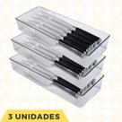 3 Organizadores Acrilico Com Divisorias Grande P/ Cozinha Facas 3 Organizadores Acrilico Com Divisorias Grande P/ Cozinha Facas