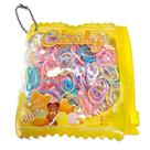 3 pacotes Elásticos Coloridos de Silicone para Cabelo Infantil e bebe Bolsa Candy brinde