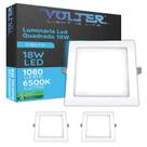 3 Painel LED Embutir Volter 18W Bivolt Luz Fria Quadrado