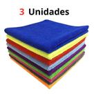 3 Pano de Microfibra multiuso limpeza pesada 30x40 cm