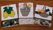3 panos de prato bordado flores e frutas