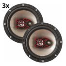 3 Pares Auto Falantes Bravox 6 Polegadas Triaxial B3x60x Kit
