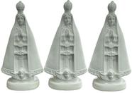 3 Pç Nossa Senhora Aparecida 22cm Gesso Branco Pintar Manto Decoração Lembrança Presente Mãe