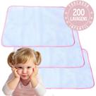 3 pcs Trocadores Portáteis 70x50 Bebê Absorvente Acolchoado Multiuso - Branco com Borda Rosa