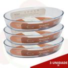 3 Peça Travessa Refratária Oval Vidro Temperado 3L Forno Doces