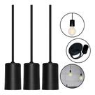 3 Pendente Cabo Ajustável Dot Metal Vintage Preto Taschibra