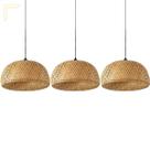 3 Pendente Fibra Natural Em Bambu Artesanal Palha Nat23