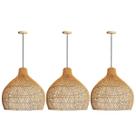3 Pendente Fibra Natural Em Rattan Artesanal Vime E27 Nat31 3 Pendente Fibra Natural Em Rattan Artesanal Vime E27 Nat31