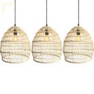 3 Pendente Fibra Natural Rattan Artesanal Restaurante Nat16