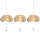 3 Pendente Fibra Natural Rattan Artesanal Sala Nat70 + Led 3 Pendente Fibra Natural Rattan Artesanal Sala Nat70 + Led