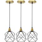 3 Pendentes Aramado Cálice Luminária Lustre Luxo Teto Retrô Vintage Balcão Agp Ilumini Industrial