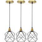 3 Pendentes Aramado Cálice Luminária Lustre Luxo Teto Retrô Vintage Balcão Agp Ilumini Industrial