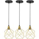 3 Pendentes Aramado Cálice Luminária Lustre Luxo Teto Retrô Vintage Balcão Agp Ilumini Industrial