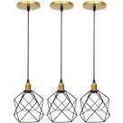 3 Pendentes Aramado Cálice Luminária Lustre Luxo Teto Retrô Vintage Balcão Agp Ilumini Industrial