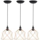 3 Pendentes Aramado Cálice Luminária Lustre Teto Retrô Vintage Industrial Balcão Agp Ilumini