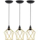 3 Pendentes Aramado Cálice P Luminária Lustre Teto Retrô Vintage Industrial Balcão Agp Ilumini