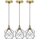 3 Pendentes Aramado Cálice Preto Luminária Lustre Industrial Teto Vintage Dourado Agp Ilumini 3 Pendentes Aramado Cálice Preto Luminária Lustre Industrial Teto Vintage Dourado Agp Ilumini