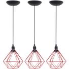 3 Pendentes Aramado Diamante Luminária Lustre P Teto Retrô Vintage Industrial Balcão Agp Ilumini 3 Pendentes Aramado Diamante Luminária Lustre P Teto Retrô Vintage Industrial Balcão Agp Ilumini