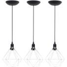 3 Pendentes Aramado Diamante Luminária Lustre P Teto Retrô Vintage Industrial Balcão Agp Ilumini