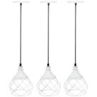3 Pendentes Aramado Esfera Balonê Branco Lustre Luminária Teto Regulável Sala Cozinha Industrial Agp