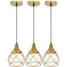 3 Pendentes Aramado Esfera Balonê Lustre Luminária Teto Regulável Sala Cozinha Industrial Agp