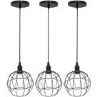 3 Pendentes Aramado Globo Luminária Lustre Luxo Teto Retrô Vintage Balcão Agp Ilumini Industrial