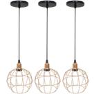 3 Pendentes Aramado Globo Luminária Lustre Luxo Teto Retrô Vintage Balcão Agp Ilumini Industrial 3 Pendentes Aramado Globo Luminária Lustre Luxo Teto Retrô Vintage Balcão Agp Ilumini Industrial