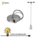 3 Pendentes Lustre Fio Cabo Cristal Soquete Coluna E-27 Alumínio escovado