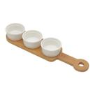 3 Petisqueiras com Bandeja Wolff de Bambu 33cm x 8cm x 4cm
