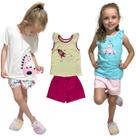 3 Pijamas Verão Menina 100% Algodão Premium 1 ao 10 anos