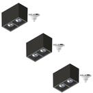 3 Plafon Sobrepor P/ 2 Lâmpada Boxit + 2 Lâmpada AR111 12W 4000K